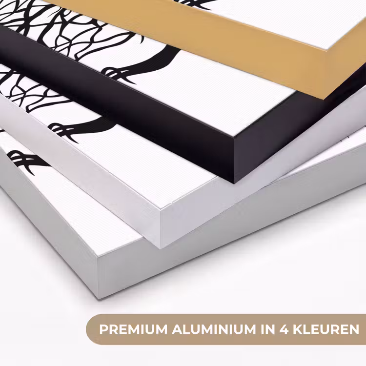 Bomen - Gezicht - Kunst - Abstract Textielframe zwart klein -USP_kleurenNL
