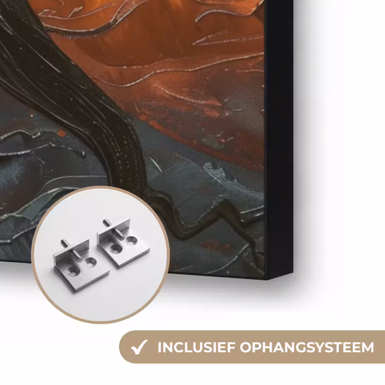 Bomen - Gezichten - Zon - Kunst Textielframe zwart klein -USP_ophangsysteemNL
