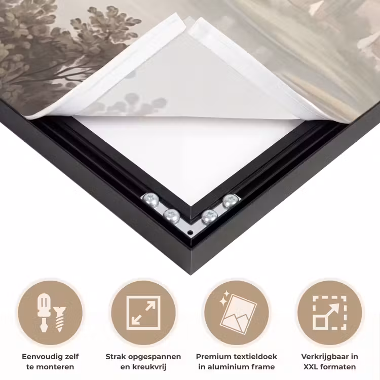 Bomen - Meer - Bergen - Illustratie Textielframe zwart klein -USP_feed_closeupNL