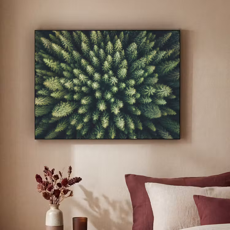 Bomen - Naaldwoud - Structuur Textielframe zwart klein -sfeer1