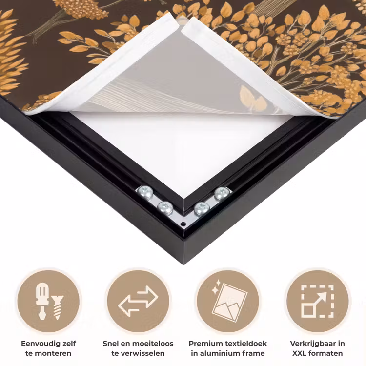 Bomen - Patroon - Bruin Textielframe zwart klein 947 -USP_closeupNL