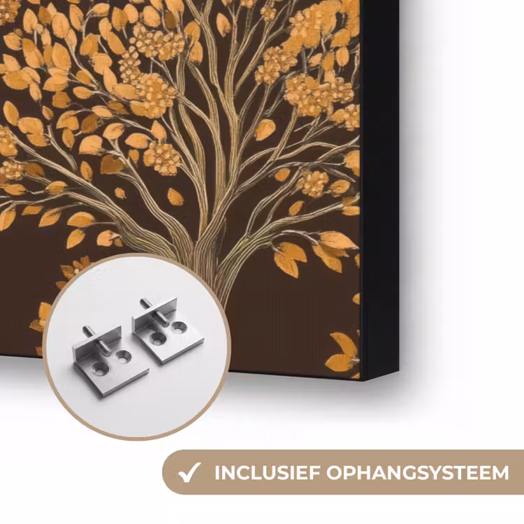 Bomen - Patroon - Bruin Textielframe zwart klein 947 -USP_ophangsysteemNL