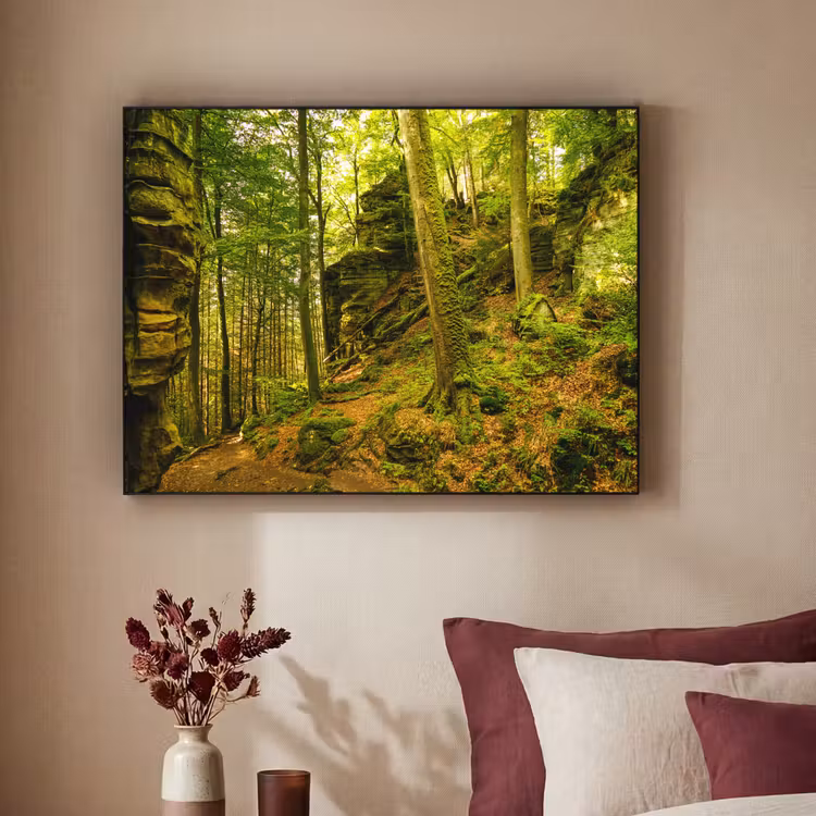 Bomen - Steen - Bos - Natuur - Planten Textielframe zwart klein -sfeer1