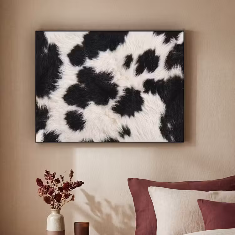 Bont - Textuur - Zwart - Wit Textielframe zwart klein -sfeer1