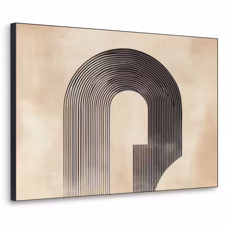 Boog -  Strepen - Minimalistisch - Zwart Textielframe zwart klein -3d