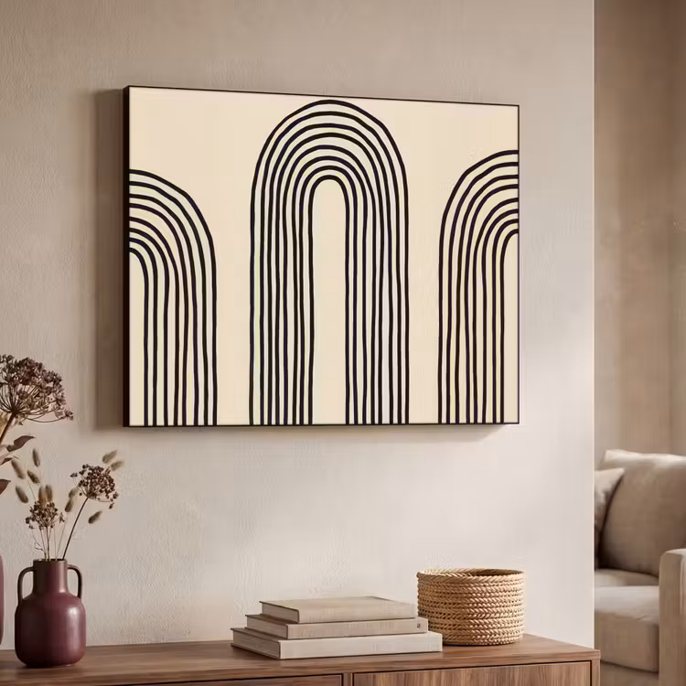Boogvormen - Zwart - Strak Textielframe - compleet frame klein -sfeer3