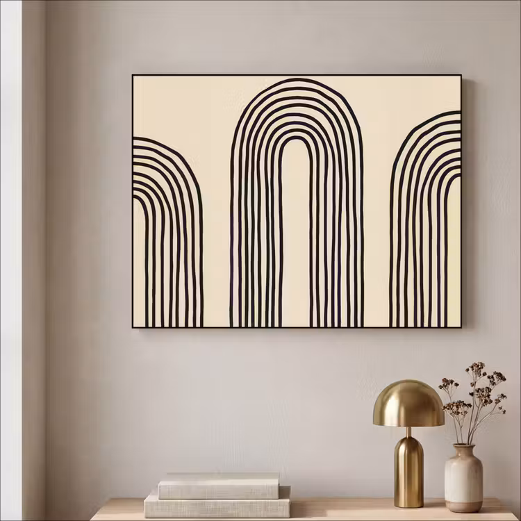 Boogvormen - Zwart - Strak Textielframe - compleet frame klein -sfeer2