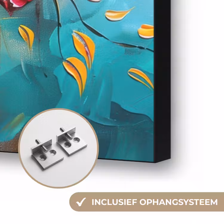 Boom - Abstract - Kleurrijk - Bloemen Textielframe zwart klein -USP_ophangsysteemNL