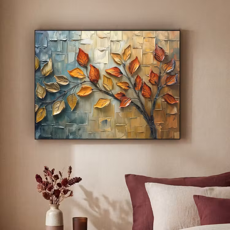 Boom - Abstract - Natuur - Kunst Textielframe zwart klein -sfeer1
