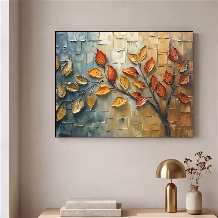 Boom - Abstract - Natuur - Kunst Textielframe zwart klein -sfeer2