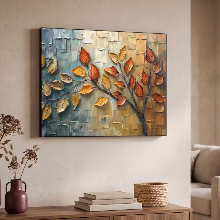 Boom - Abstract - Natuur - Kunst Textielframe zwart klein -sfeer3