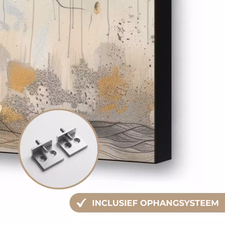 Boom - Beige - Goud - Verflook - Grijs Textielframe zwart klein -USP_ophangsysteemNL