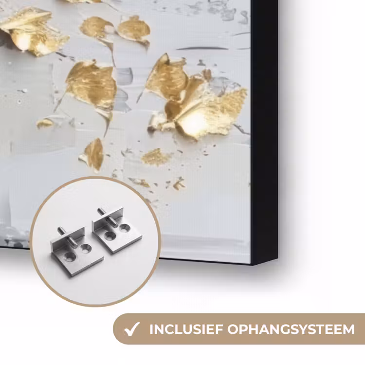 Boom - Beige - Grijs - Goud - Abstract Textielframe zwart klein -USP_ophangsysteemNL