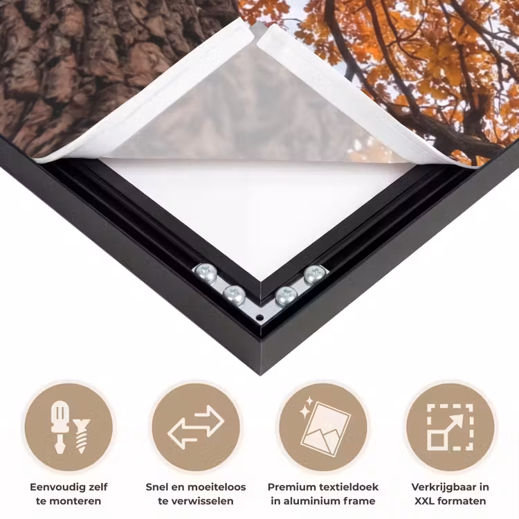 Boom - Bladerdak - Herfst - Oranje - Sfeervol Textielframe zwart klein -USP_closeupNL