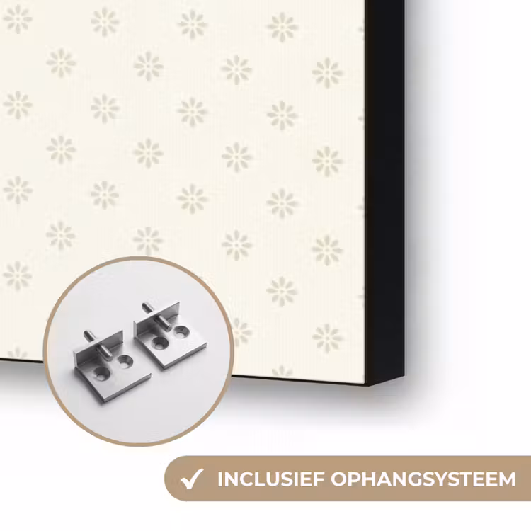Boom - Bladeren - Groen - Decoratief - Beige Textielframe zwart klein -USP_ophangsysteemNL
