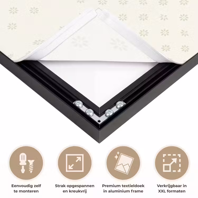 Boom - Bladeren - Groen - Decoratief - Beige Textielframe zwart klein -USP_feed_closeupNL
