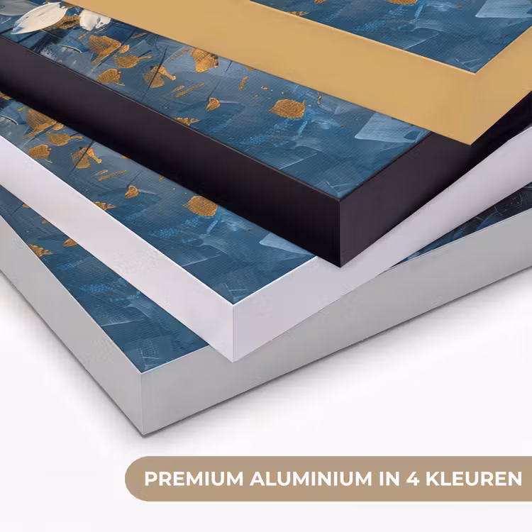 Boom - Blauw - Goud - Abstract Textielframe zwart klein -USP_kleurenNL