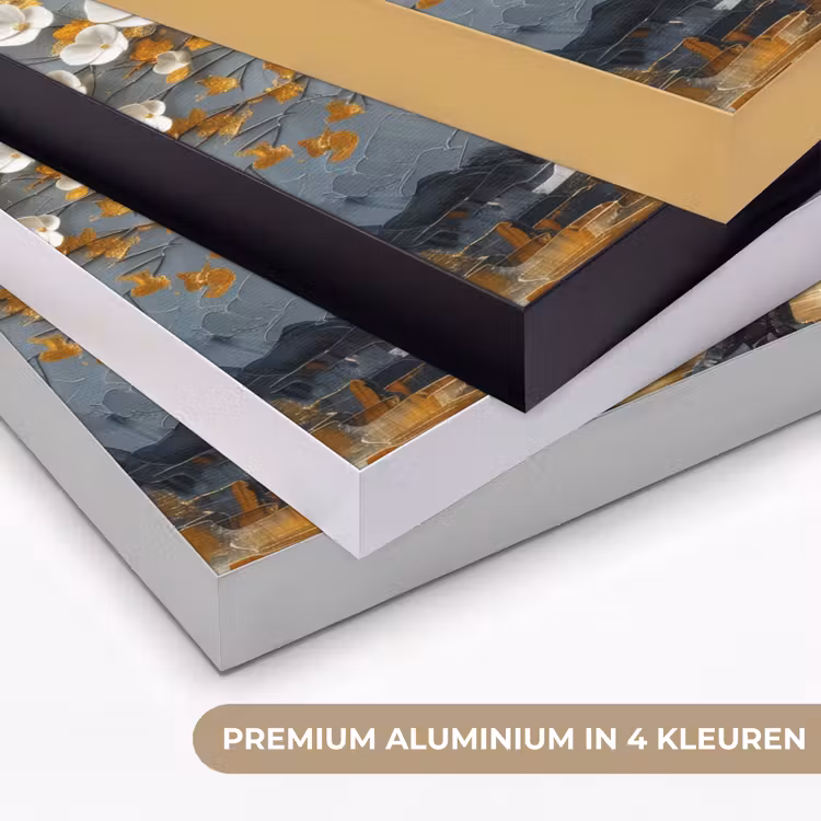 Boom - Bloemen - Goud - Beige Textielframe zwart klein -USP_kleurenNL