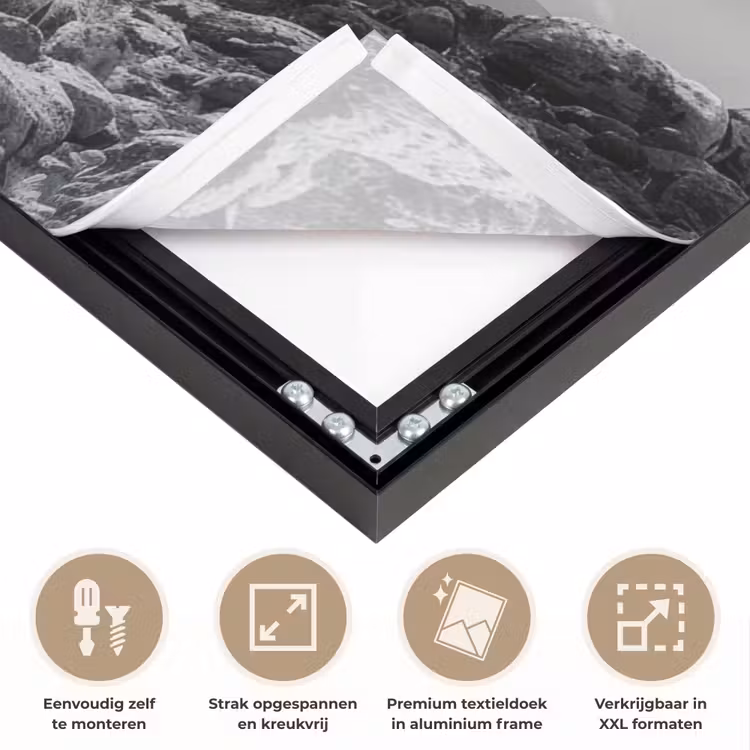 Boom - Geel - Natuur - Zwart wit Textielframe zwart klein -USP_feed_closeupNL