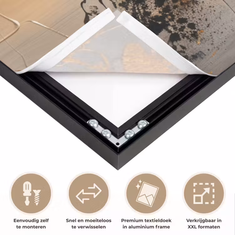 Boom - Goud - Landschap - Verf Textielframe zwart klein -USP_closeupNL