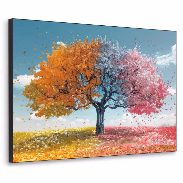 Boom - Kleurrijk - Natuur - Levensboom Textielframe - compleet frame klein -3d