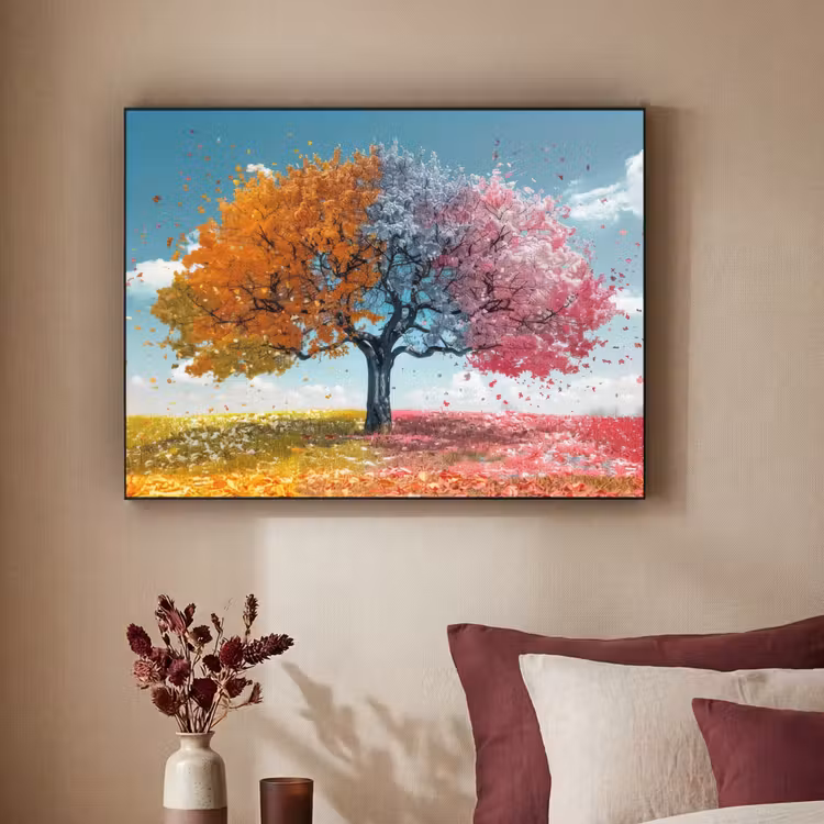 Boom - Kleurrijk - Natuur - Levensboom Textielframe - compleet frame klein -sfeer1