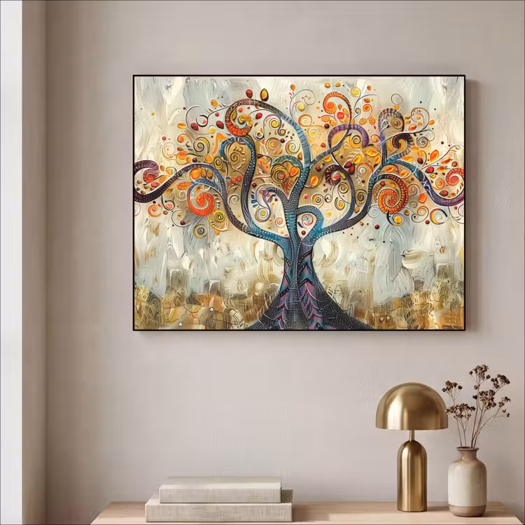 Boom - Kunst - Modern - Natuur Textielframe zwart klein -sfeer2