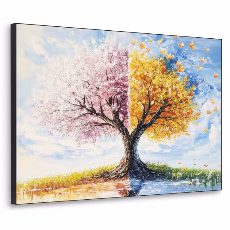 Boom - Kunst - Seizoenen - Lente - Herfst Textielframe - compleet frame klein -3d