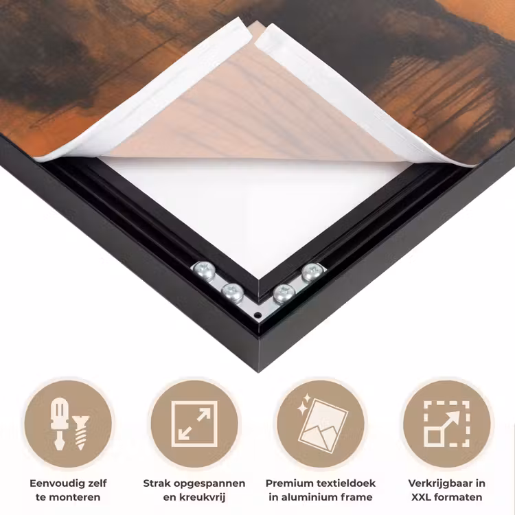 Boom - Landschap - Oranje Textielframe zwart klein -USP_feed_closeupNL