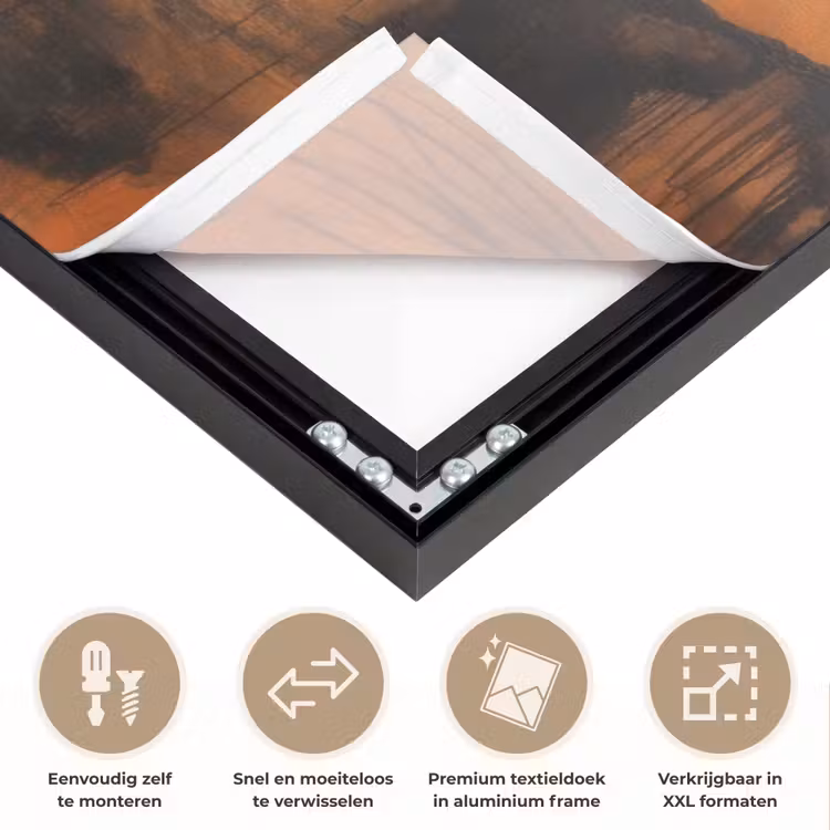 Boom - Landschap - Oranje Textielframe zwart klein -USP_closeupNL