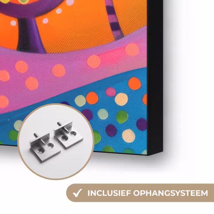 Boom - Levensboom - Abstract - Kleurrijk Textielframe zwart klein -USP_ophangsysteemNL