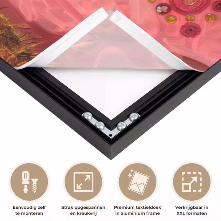 Boom - Levensboom - Roze - Goud Textielframe zwart klein -USP_feed_closeupNL