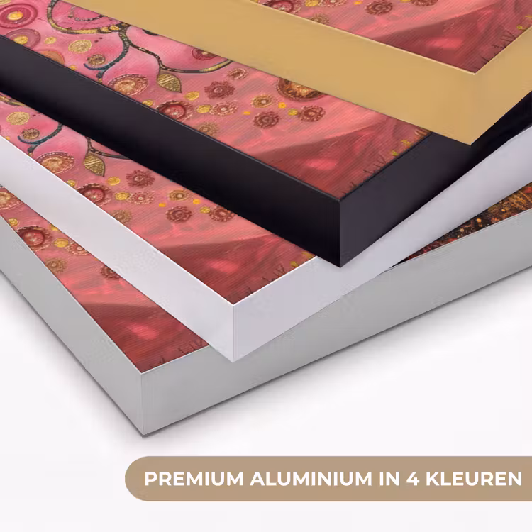 Boom - Levensboom - Roze - Goud Textielframe zwart klein -USP_kleurenNL