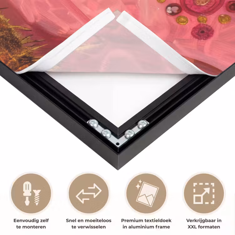 Boom - Levensboom - Roze - Goud Textielframe zwart klein -USP_closeupNL