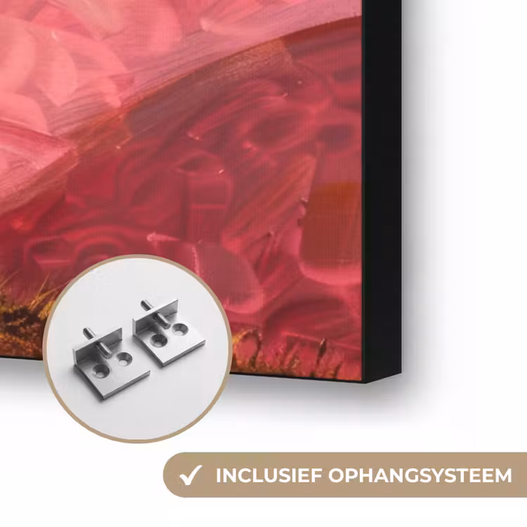 Boom - Levensboom - Roze - Goud Textielframe zwart klein -USP_ophangsysteemNL
