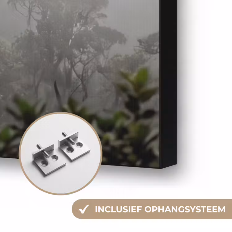 Boom - Mistig - Bos - Groen - Natuur Textielframe zwart klein -USP_ophangsysteemNL