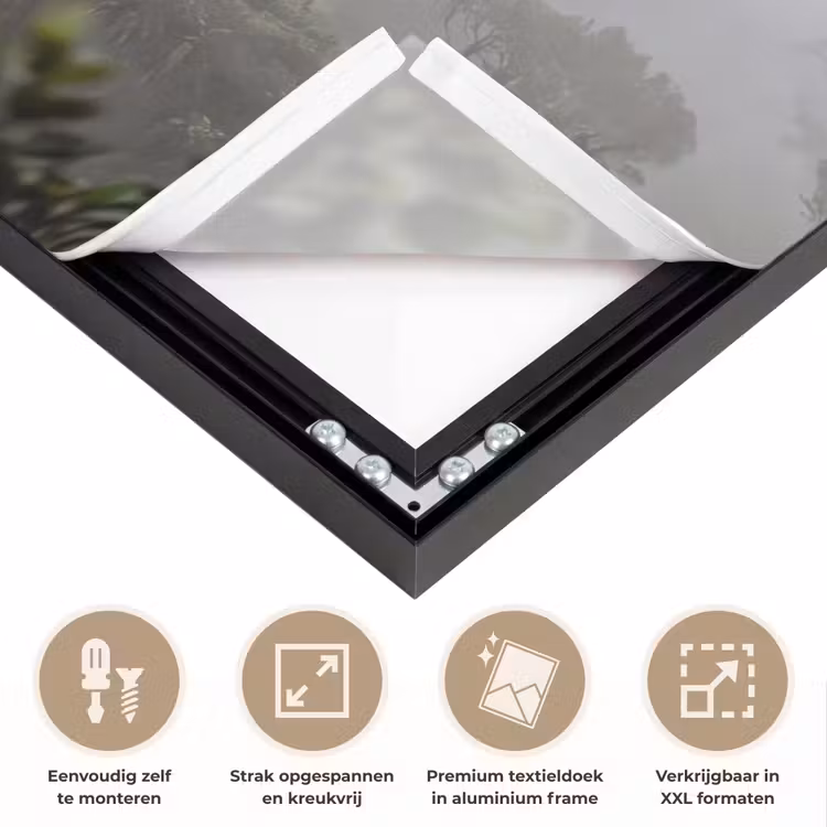 Boom - Mistig - Bos - Groen - Natuur Textielframe zwart klein -USP_feed_closeupNL