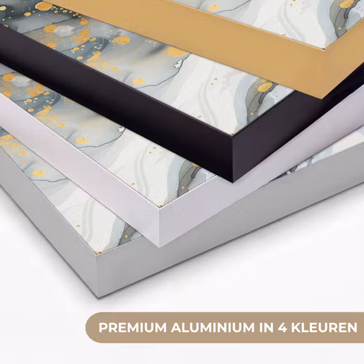 Boom - Modern - Abstract - Goud - Zwart - Wit Textielframe zwart klein -USP_kleurenNL