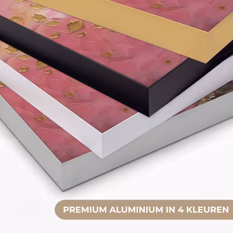 Boom - Roze - Goud - Modern Textielframe zwart klein -USP_kleurenNL