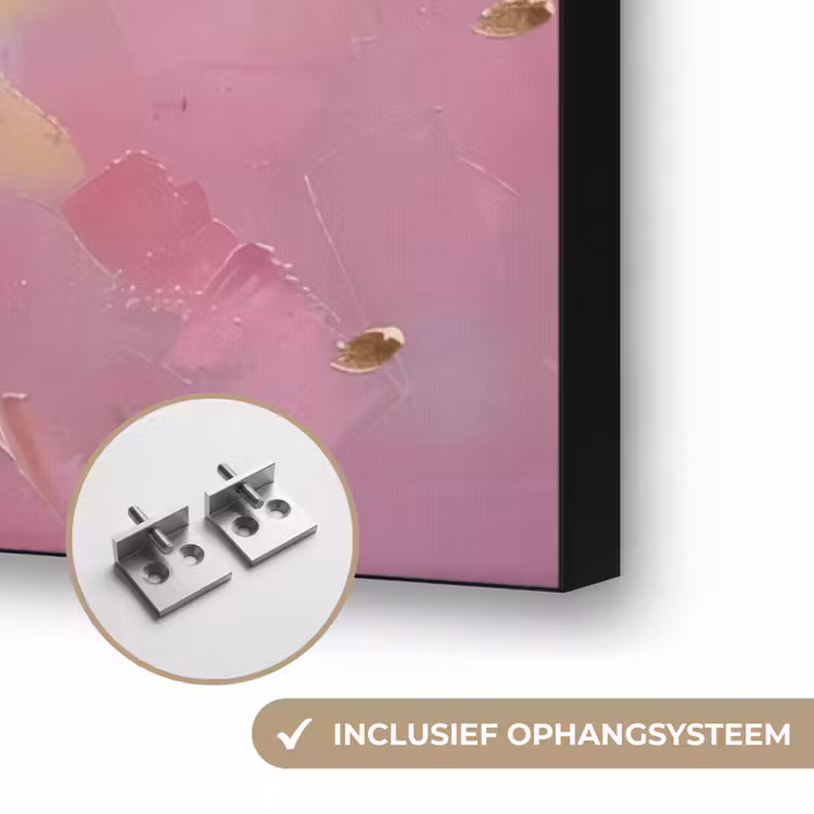Boom - Roze - Goud - Modern Textielframe zwart klein -USP_ophangsysteemNL