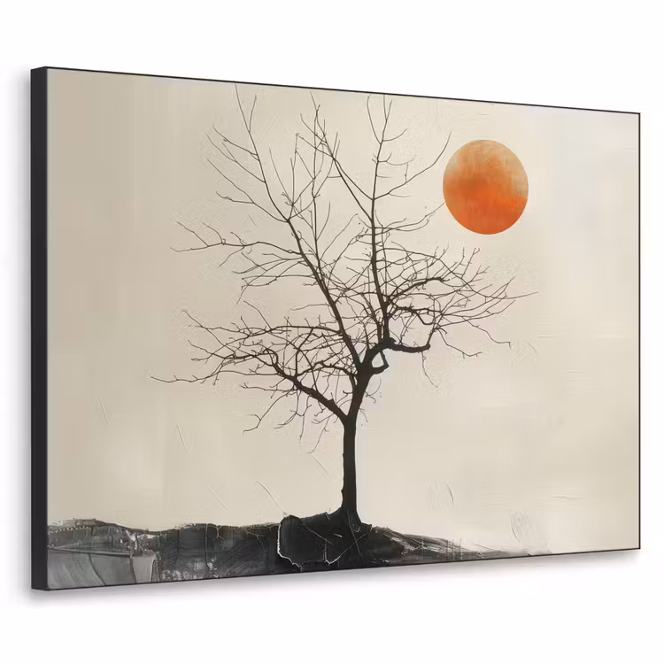 Boom - Zon - Modern - Landschap Textielframe - compleet frame klein -3d