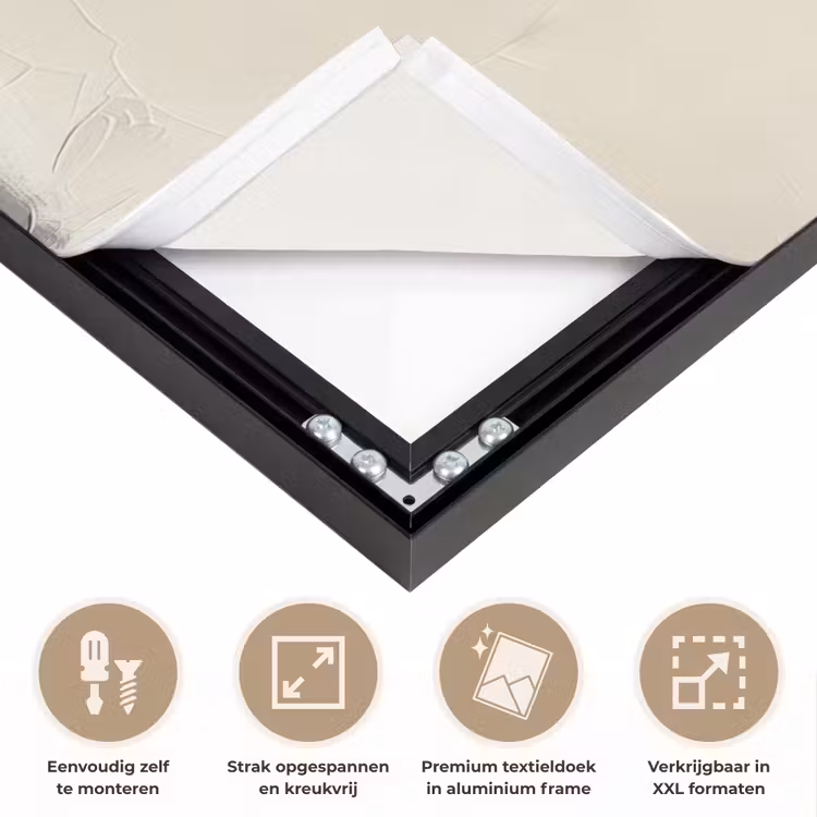 Boom - Zon - Modern - Landschap Textielframe zwart klein -USP_feed_closeupNL