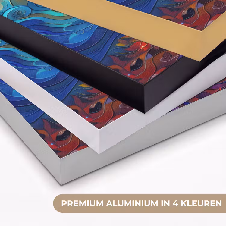 Boom - Zon - Verflook - Kleuren - Abstract Textielframe zwart klein -USP_kleurenNL