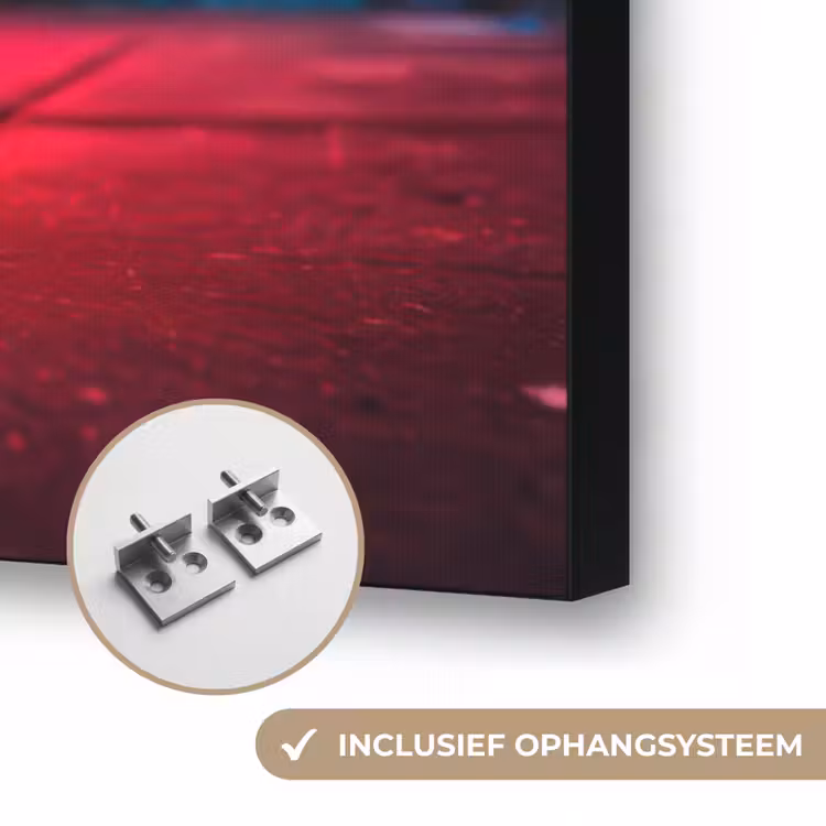 Boombox - Rood - Graffiti - Neon Textielframe zwart klein -USP_ophangsysteemNL