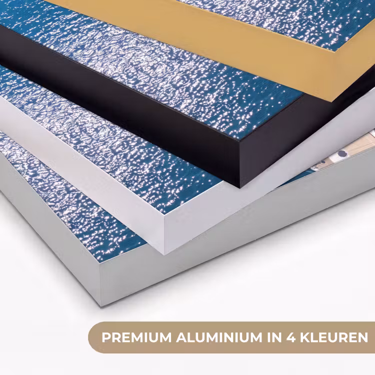 Boot - Jachthaven - Water - Zomer - Blauw Textielframe zwart klein -USP_kleurenNL