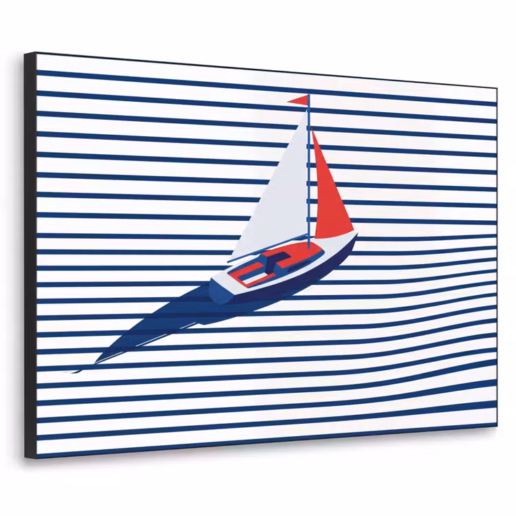 Boot - Water - Abstract - Blauw Textielframe zwart klein -3d