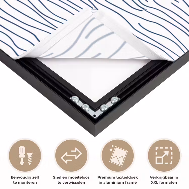 Boot - Water - Rood - Illustratie - Minimalistisch Textielframe zwart klein -USP_closeupNL