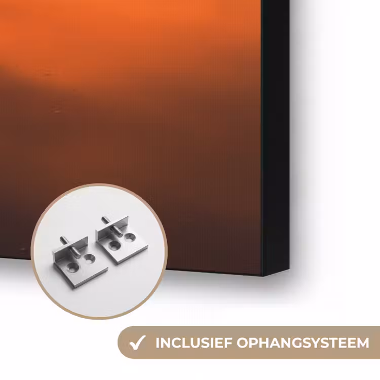 Boot - Water - Zonsondergang - Oranje - Water Textielframe zwart klein -USP_ophangsysteemNL