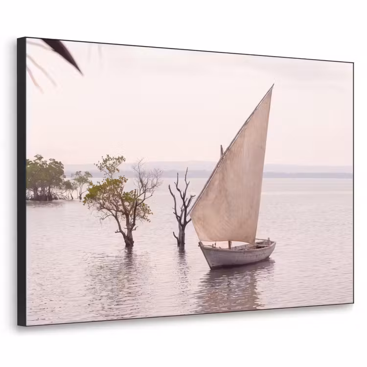 Boot - Zeil - Water - Tropisch - Natuur Textielframe zwart klein -3d