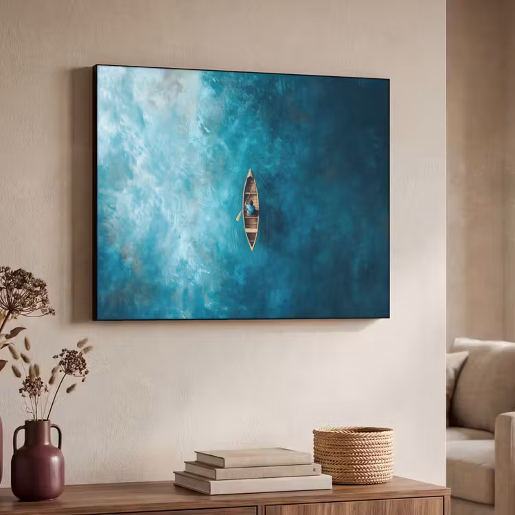 Bootje - Water - Blauw Textielframe - compleet frame klein -sfeer3
